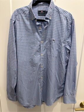 Vineyard Vines Blue and Pink Gingham Button-Down Shirt